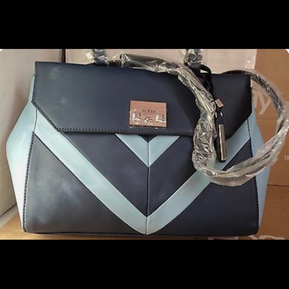 AUTHENTIC GUESS FIRESIDE BLUE/MULTI SATCHEL SHOULDER
HANDBAG PURSE